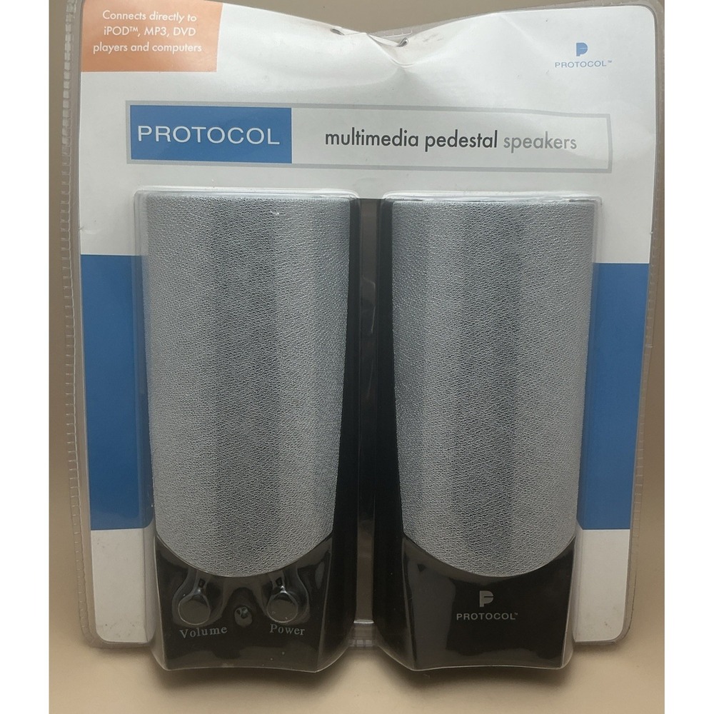 PROTOCOL Multimedia Pedestal Speakers, 6 Watt, AC Adapter Included.‎ New